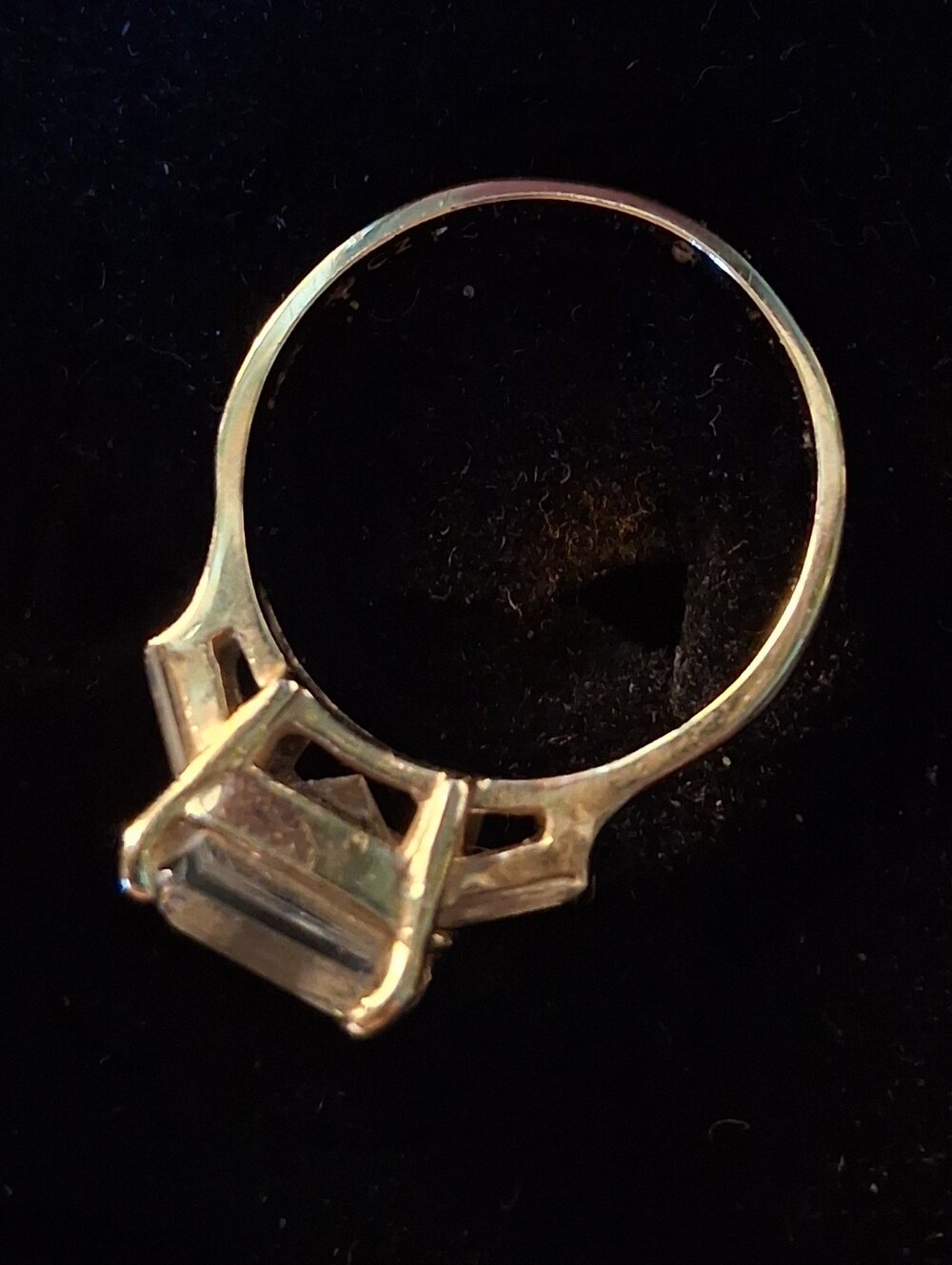 Vintage 1990's 14K Gold Square Cut Cubic Zirconia Statement Ring - Picture 3 of 11